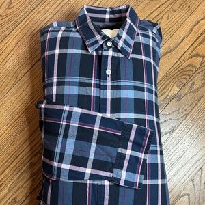 Banana Republic "Grant Fit" 078 Wash Shirt - Blue & Purple Plaid - XL